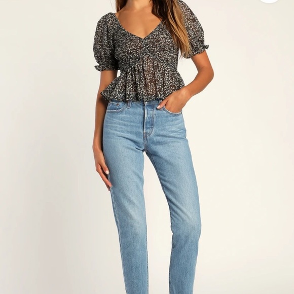 Lulus New Blossoms Smocked Puff Sleeve Blouse - Picture 3 of 8